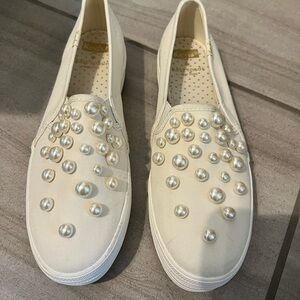 Kate Spade Triple Decker Ked’s Pearl Embellished Sneaker Tennis Shoes 7.5 Women
